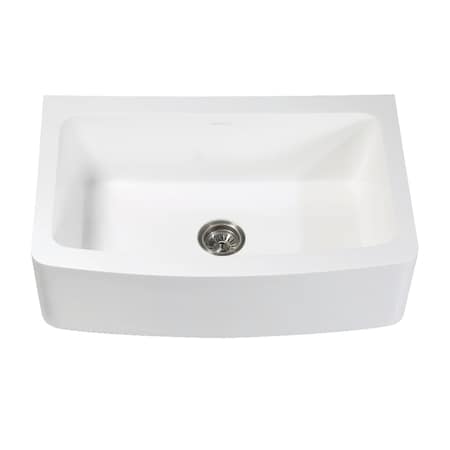 Gourmetier GKFA33229 Solid Surface 33" x 22" Farmhouse Sgl Bowl Kitchen Sink, Wht GKFA33229